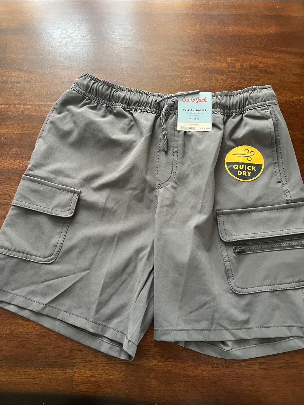 Cat & Jack Men's Gray Quick-Dry Cargo Shorts